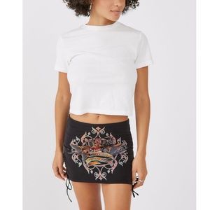 “GOOD THINGS” LACE UP MINI SKIRT